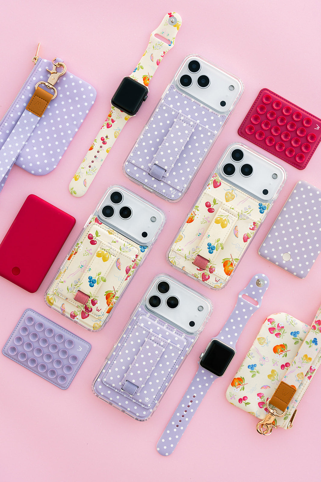 LEATHER CC IPHONE CASE WITH CRAD HOLDER PINK