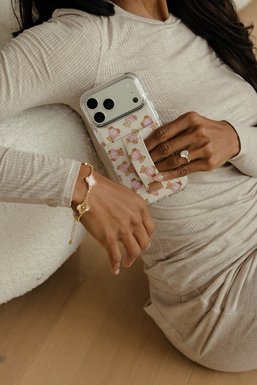 LEATHER SERPENTINE PR PHONE CASE WITH CARD HOLDER