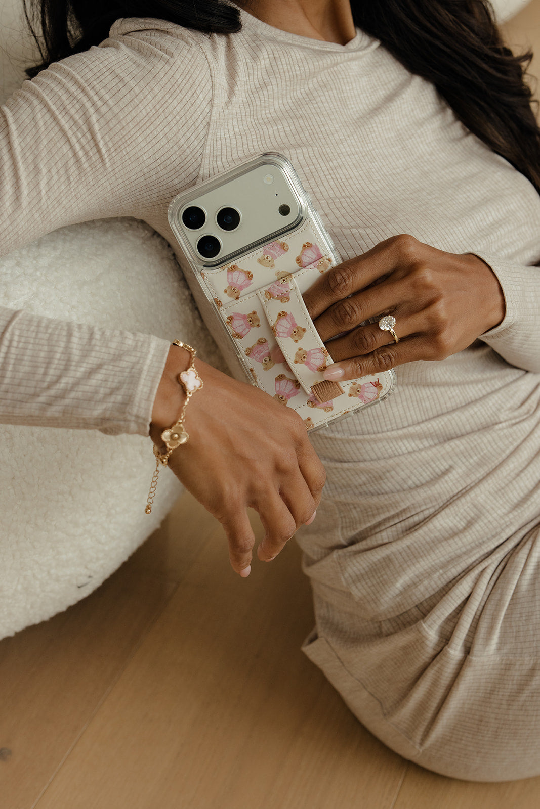 LEATHER SERPENTINE PR PHONE CASE WITH CARD HOLDER