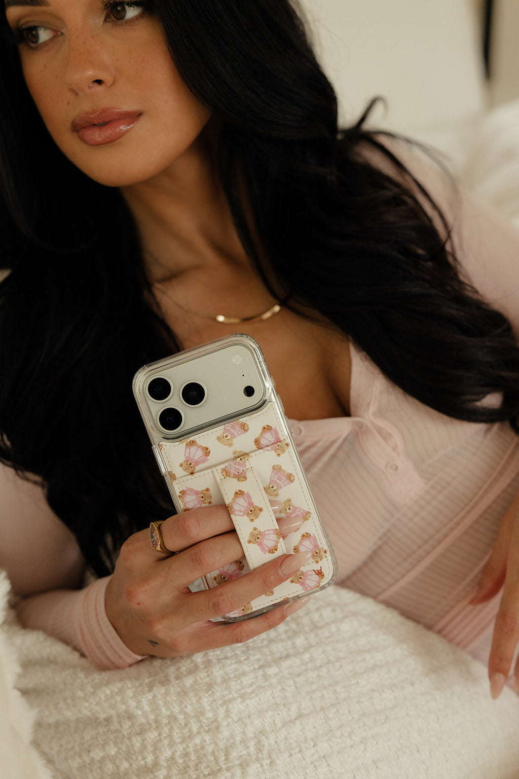 LEATHER SERPENTINE PR PHONE CASE WITH CARD HOLDER