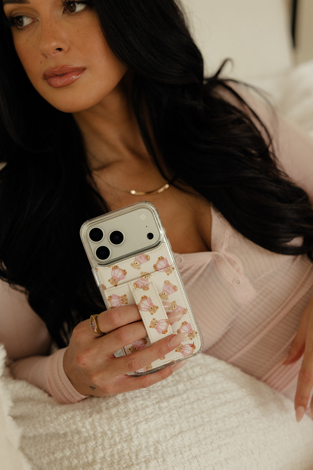LEATHER SERPENTINE PR PHONE CASE WITH CARD HOLDER