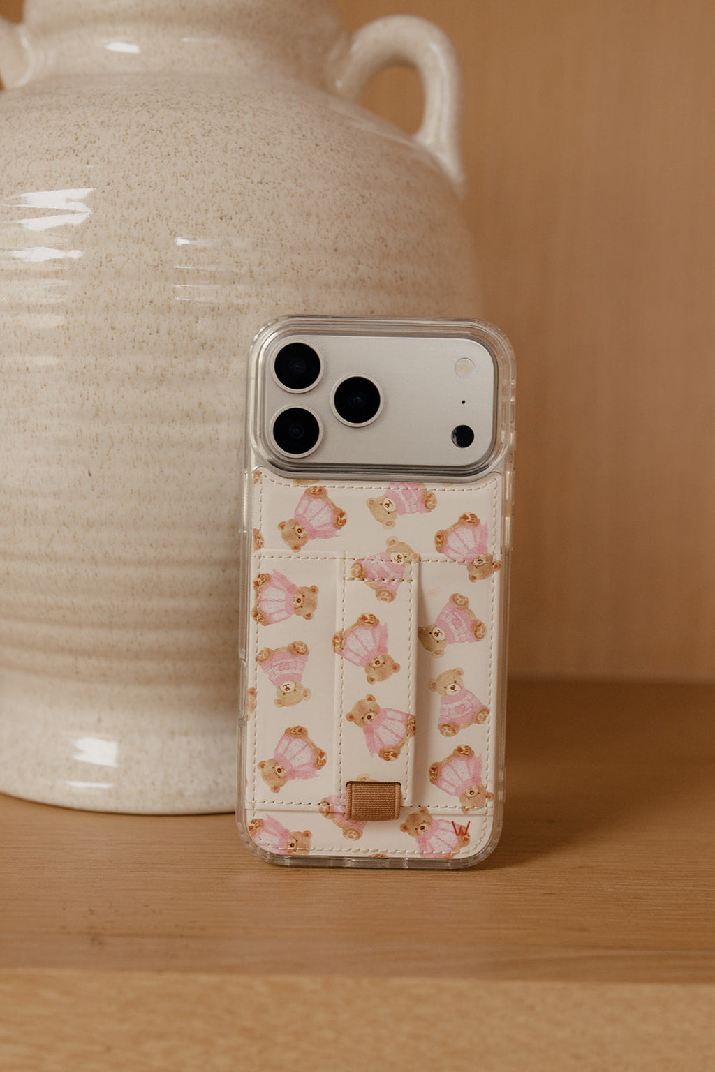 LEATHER SERPENTINE PR PHONE CASE WITH CARD HOLDER