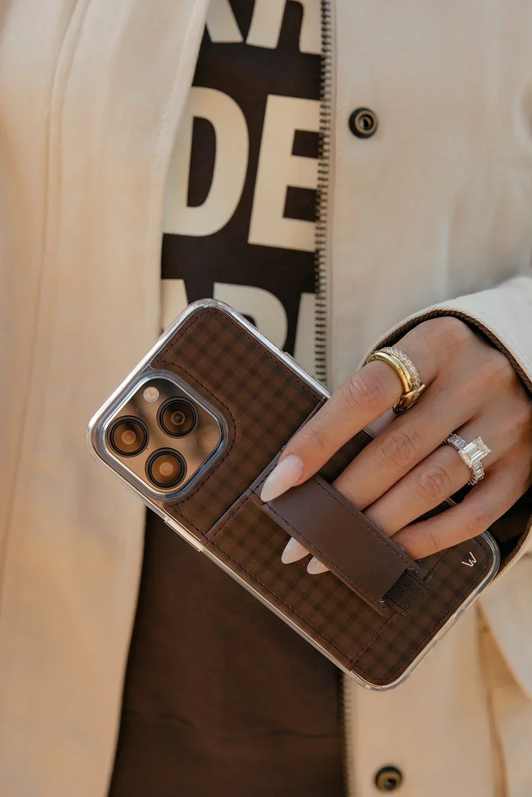 CLASSIC LEATHER MONOGRAM PHONE CASE FOR CL IPHONE BIG PRINTING