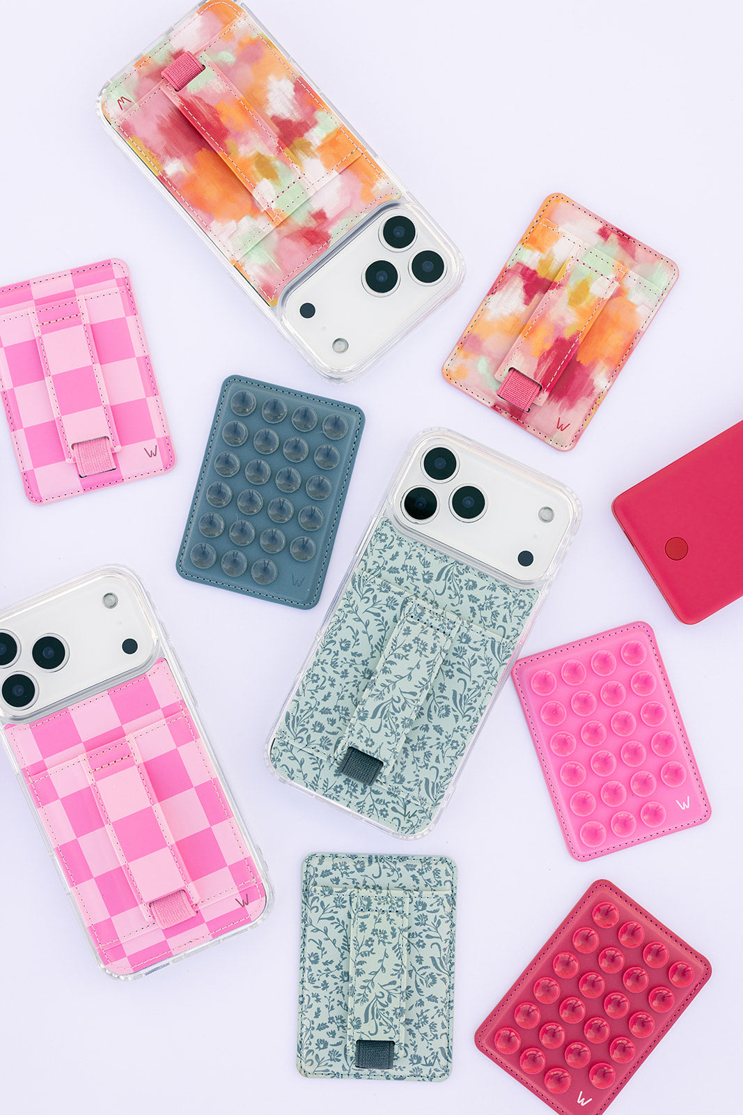 LEATHER MONOGRAM CL IPHONE CASE WITH CARD HOLDER AND STRAP BIG PRINTING