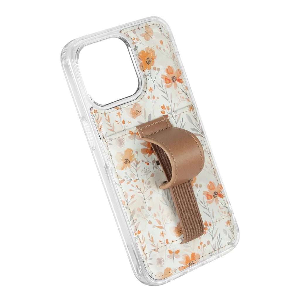 CC IPHONE CASE WITH WALLET AND STRAP PINK