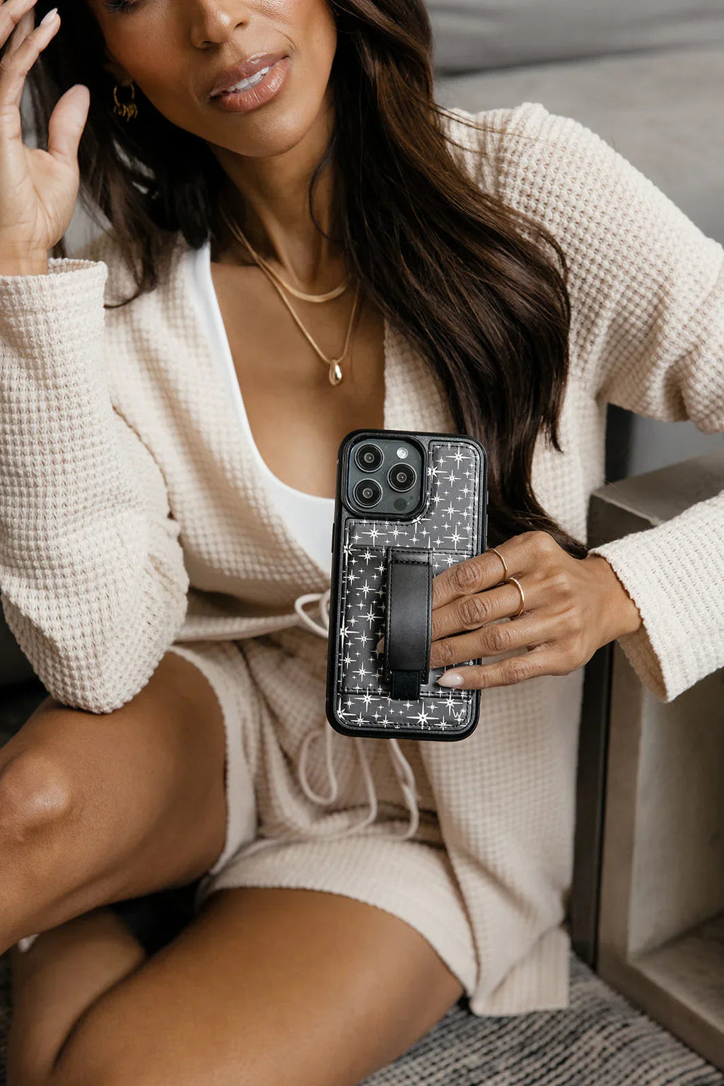 CD IPHONE CASE WITH CARD HOLDER GRAY