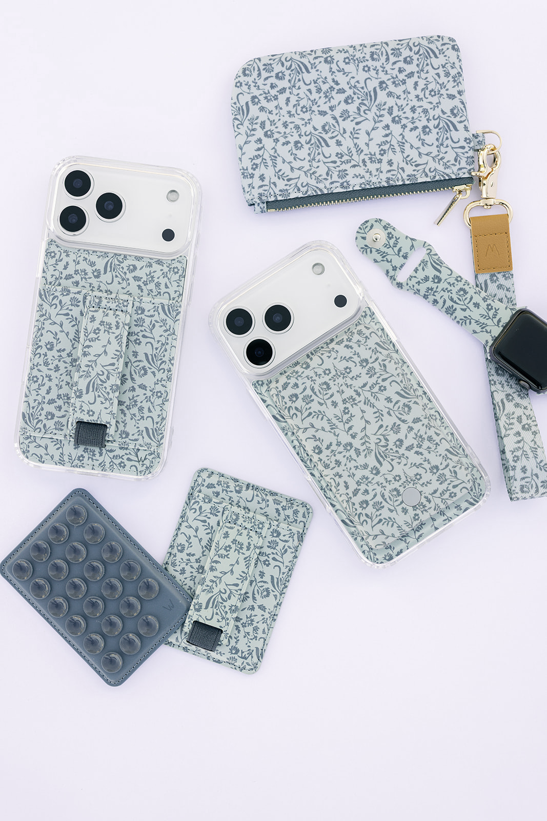 LEATHER MONOGRAM CL IPHONE CASE WITH CARD HOLDER AND STRAP BIG PRINTING