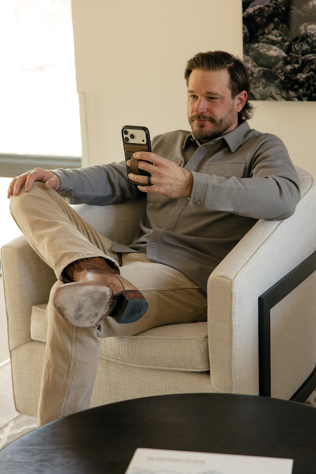 LEATHER CY IPHONE CASE WHITE