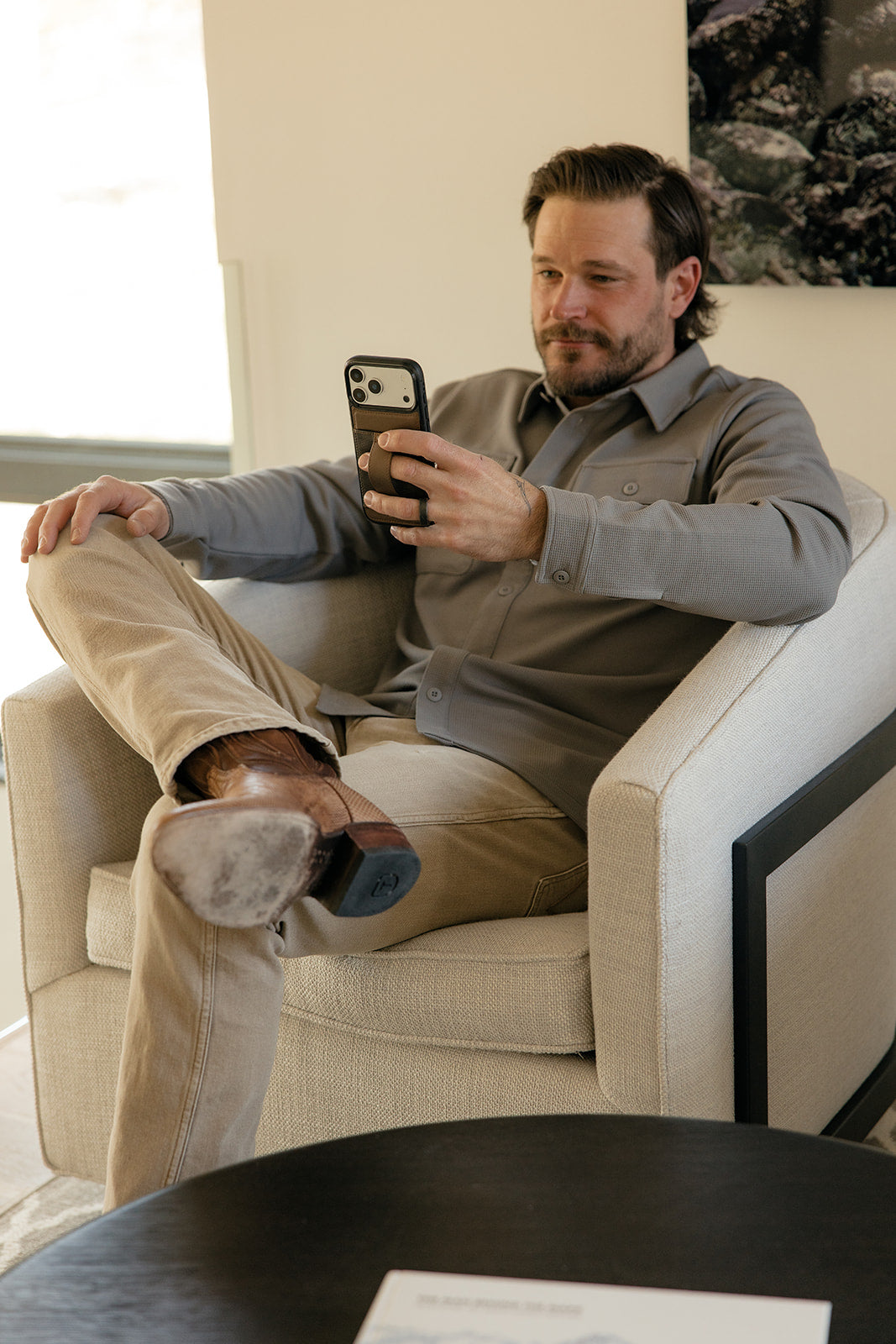 LEATHER CY IPHONE CASE WHITE
