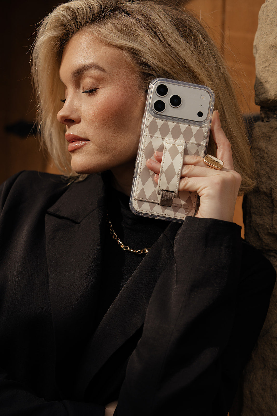 LEATHER PR PHONE CASE FOR IPHONE BLACK