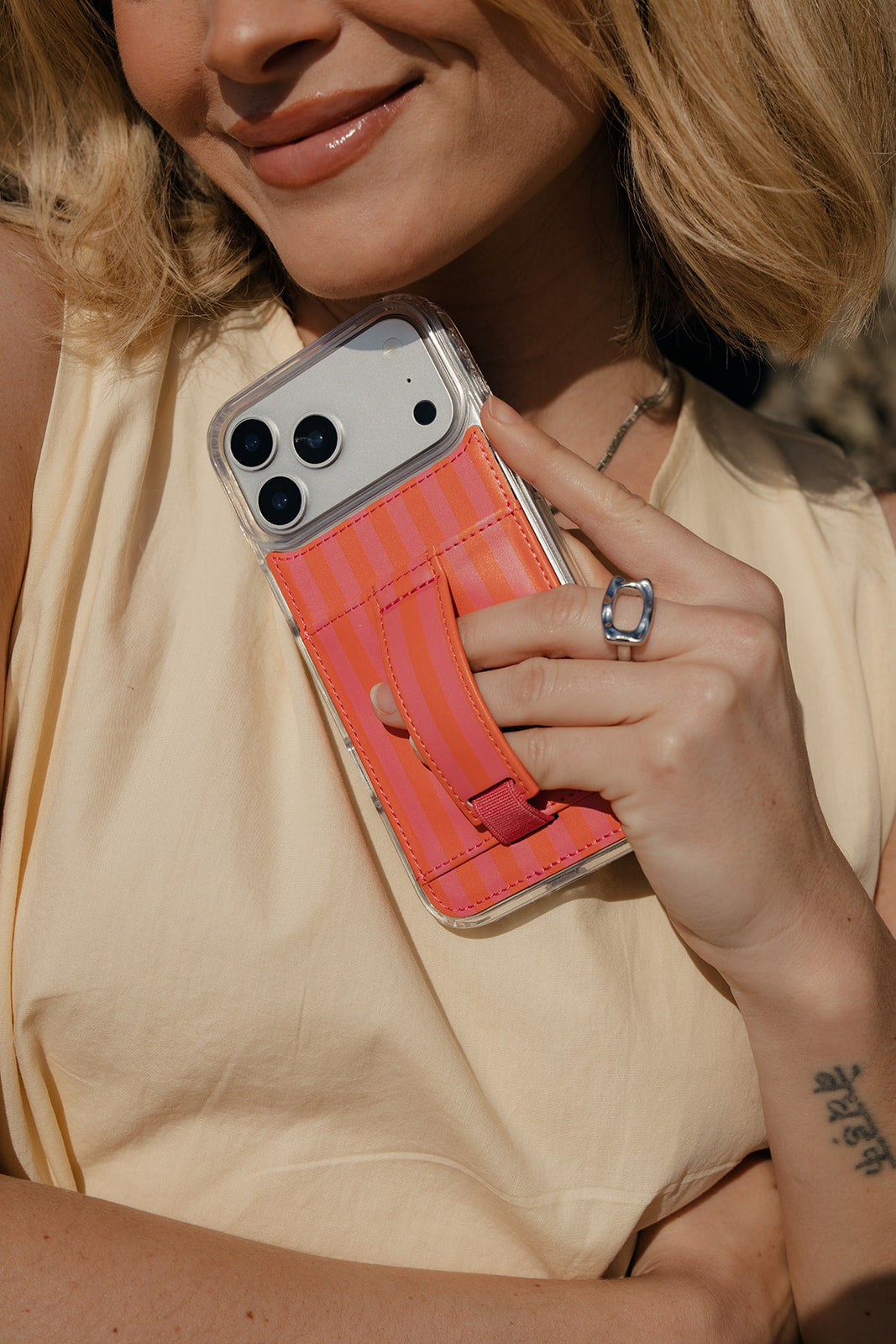 LEATHER PR PHONE CASE FOR IPHONE SILVER